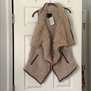 Faux Fur and Leather Trimmed Vest